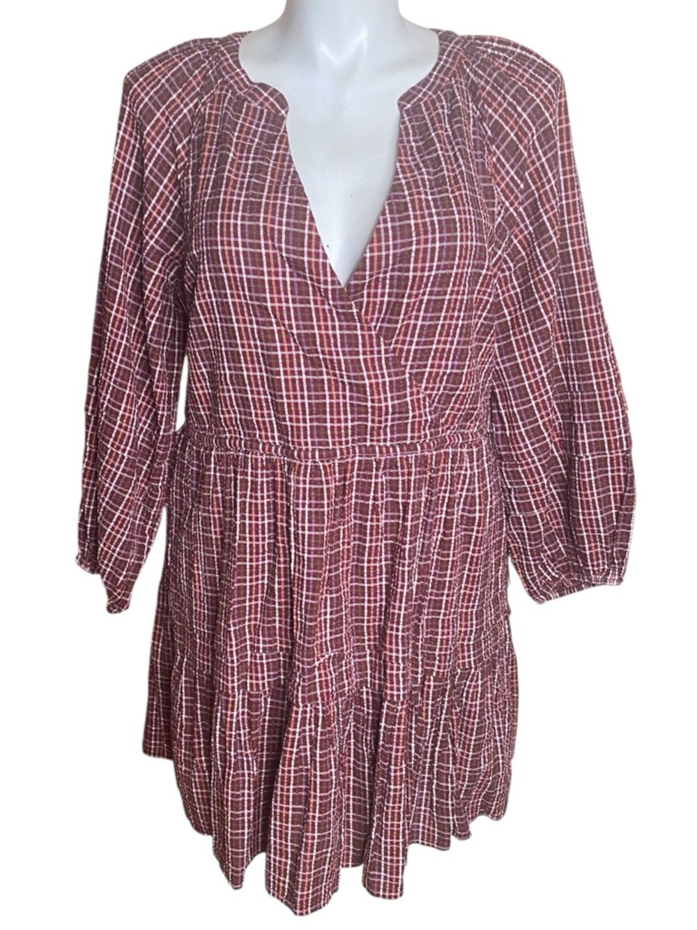 Madewell Seersucker Wrap Mini Dress (Style NH100), size XL New - Picture 1 of 11
